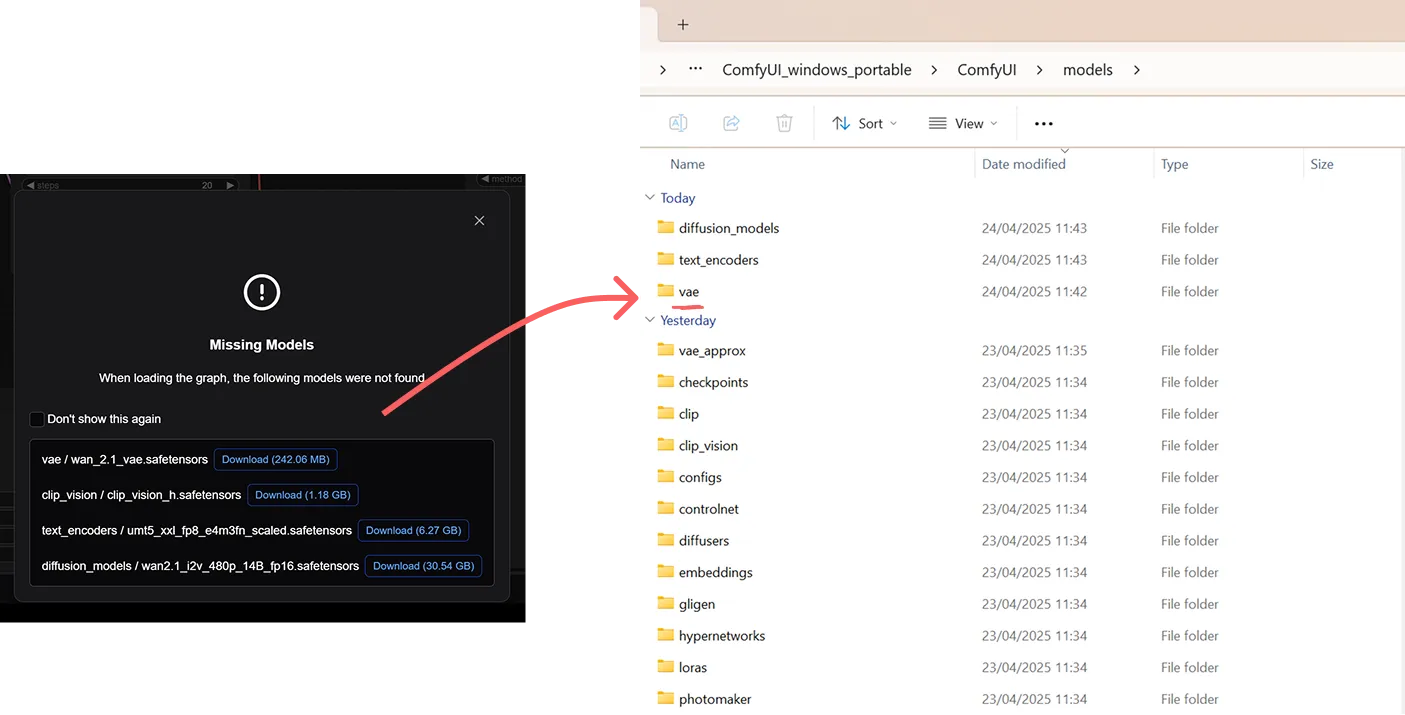 Comfy UI missing models warning message